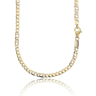 18kt gold chain featuring alternating polished flat links