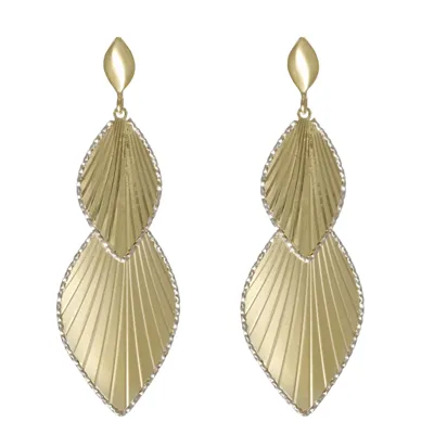 18kt gold drop earrings with double leaf design