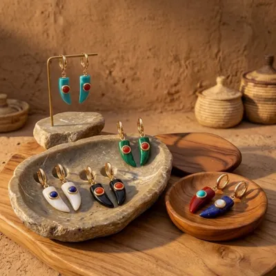 Earrings in 925 silver with natural and synthetic gemstones, Terra Madre collection