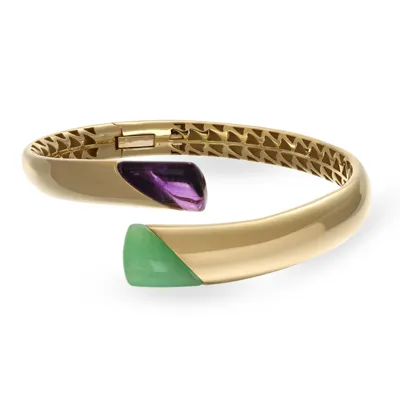 18kt gold bracelet with African amethyst and green quartzite