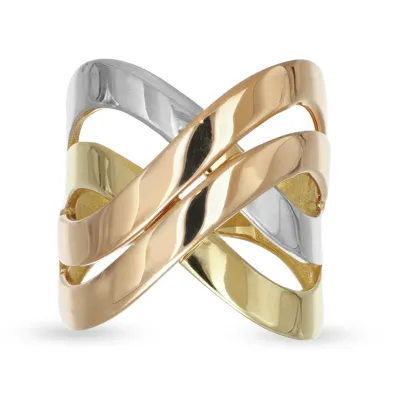 18kt gold tricolor braided ring