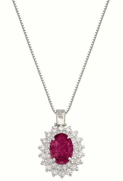 18K gold pendant necklace with ruby and diamonds