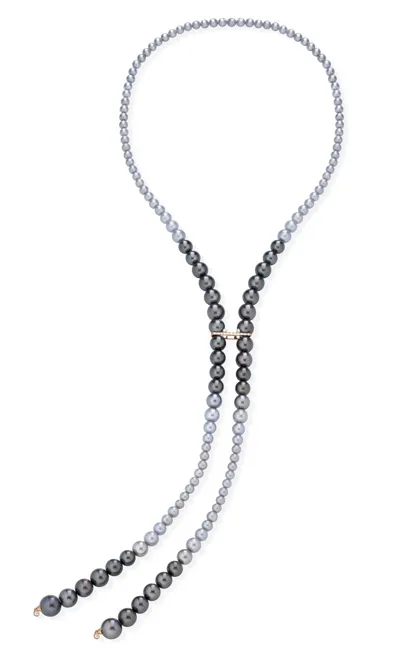 Necklace with Tahitian and freshwater pearls in 18-karat rose gold and diamonds