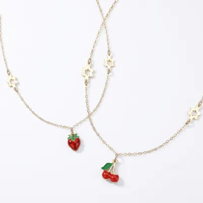 Dana L’Or 9 Carati – Baby girl necklaces in 9-karat yellow gold with red and green enamel