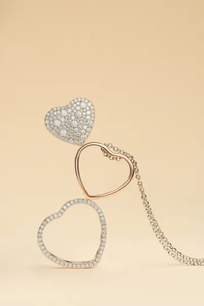 Trilogia d'Amore necklace in 925 sterling silver with zircons and three detachable hearts