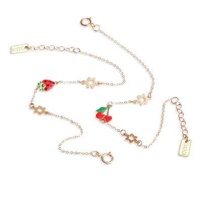 Dana L’Or 9 Carati – Baby girl bracelets in 9-karat yellow gold with red and green enamel