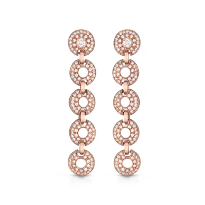 Rose gold drop earrings with diamond circles