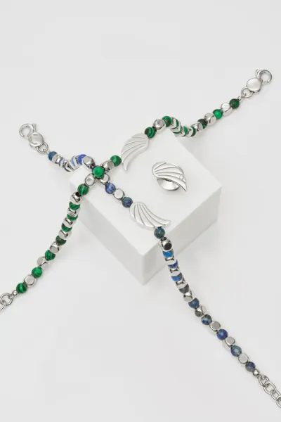 Bracelets in 925 sterling silver with coloured stones, Man collection