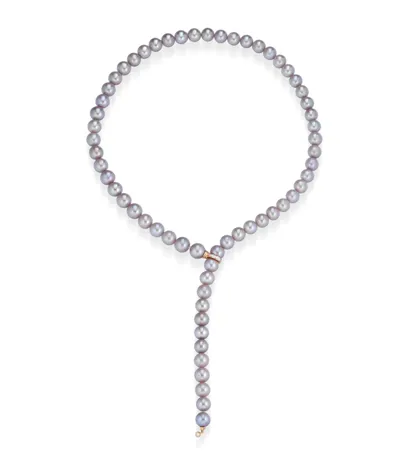 Necklace in 18-karat rose gold with pink freshwater pearls and diamonds