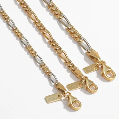 Dana L’Or 9 Carati – Men's Figaro link bracelets in 9-karat yellow and white gold