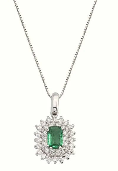 18K gold pendant necklace with emerald and diamonds
